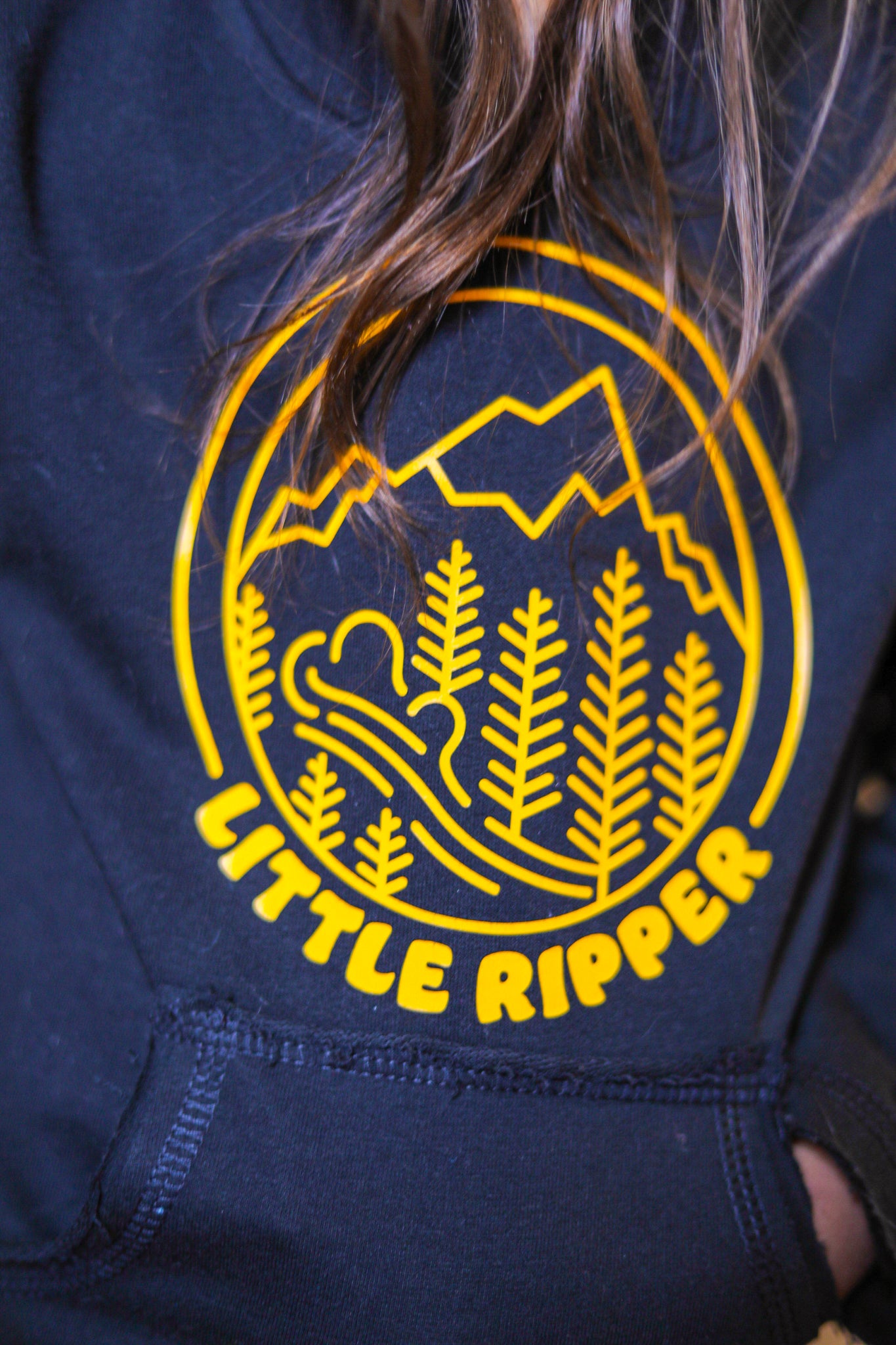 Black Little-Ripper Raw Edge Hoodie
