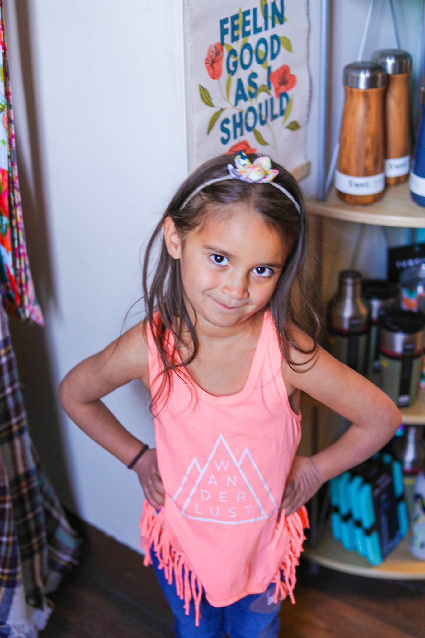 Coral Mountain Triangles Wanderlust Fringe Tank