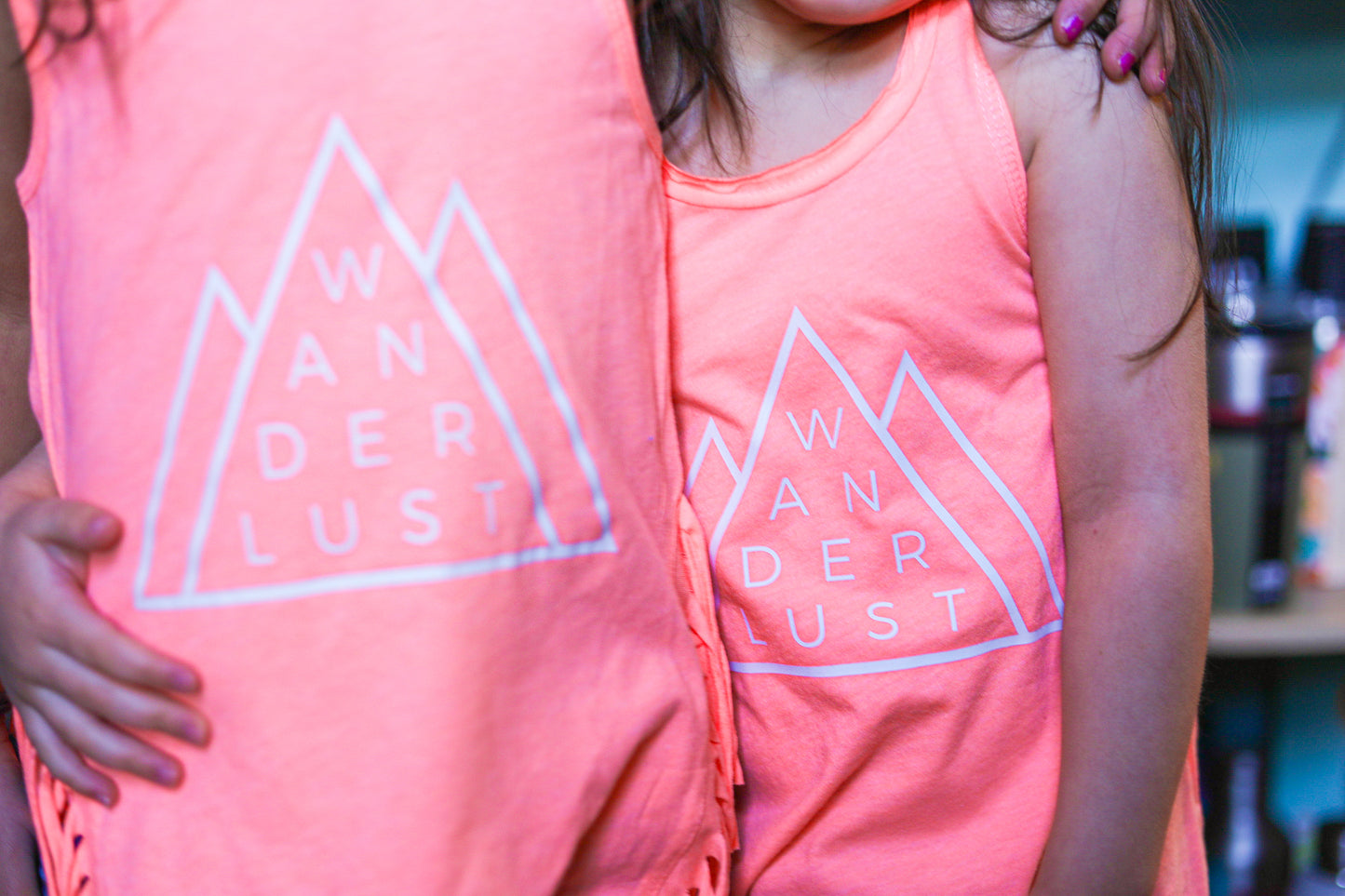 Coral Mountain Triangles Wanderlust Fringe Tank