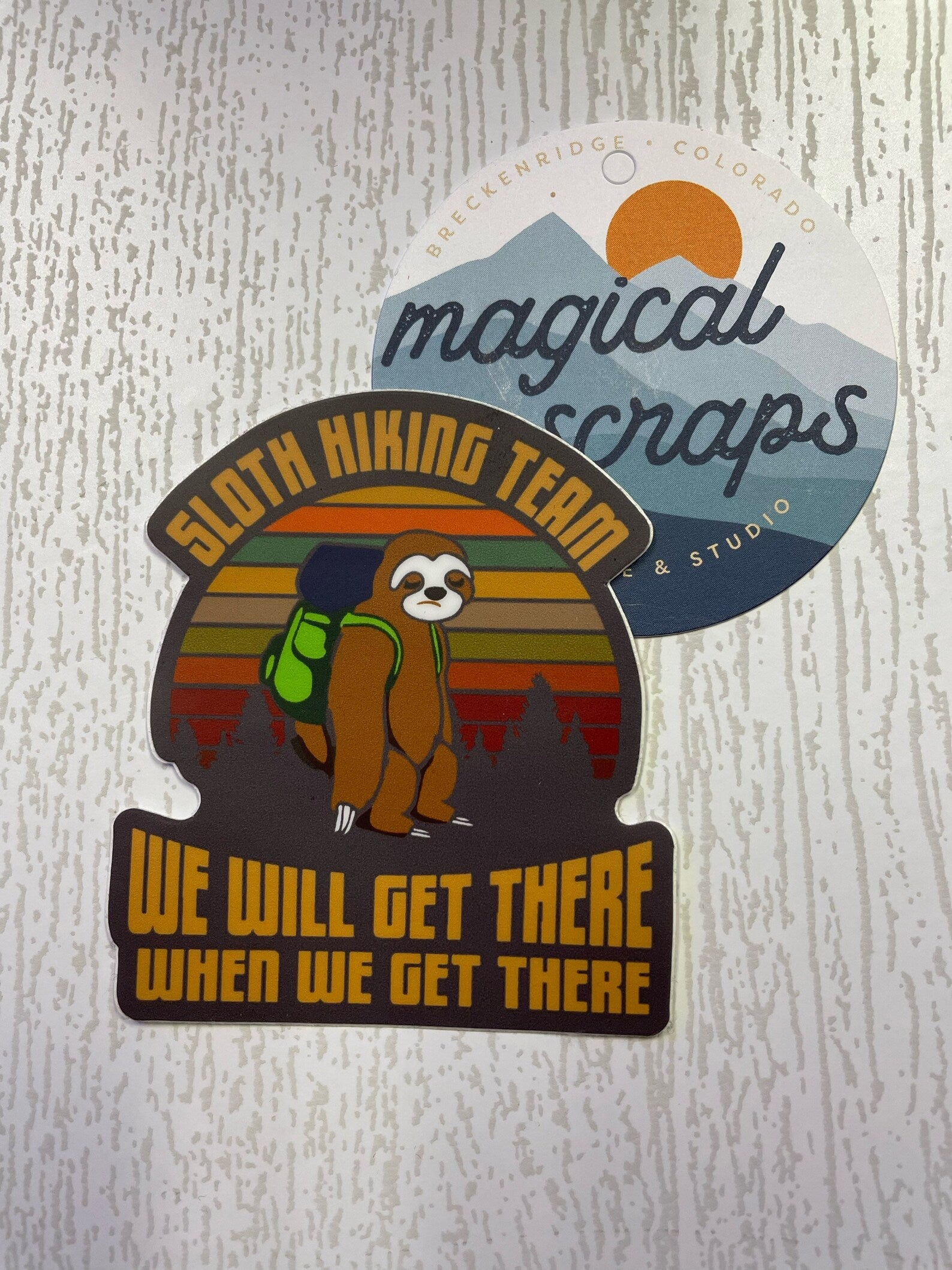sloth hiking team vinyl sticker